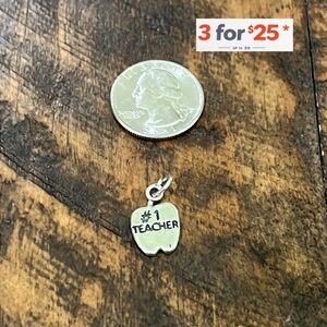 Sterling Silver #1 Teacher Apple charm